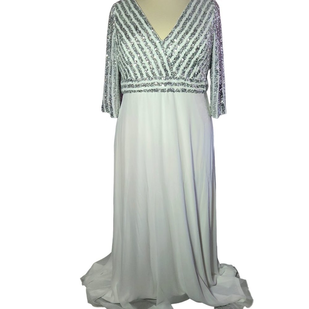 Shein Plus Ever-Pretty Double V Neck Sequin Bodice Prom Dress